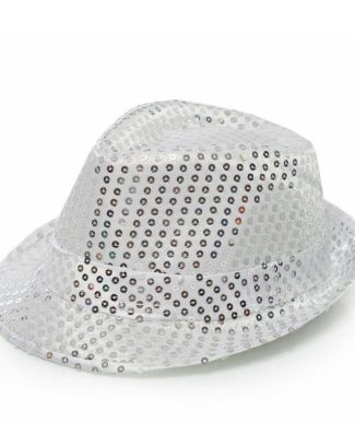 Trilby hoed met pailletten - zilver - glitter