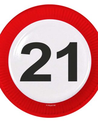 21 Jaar Verkeersbord Borden - 8 stuks