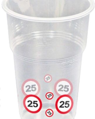 25 Jaar Verkeersbord Bekers - 10 stuks