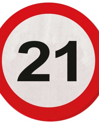 21 jaar verkeersbord servetten - 20 stuks