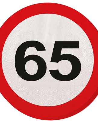 65 Jaar Verkeersbord Servetten - 20 stuks