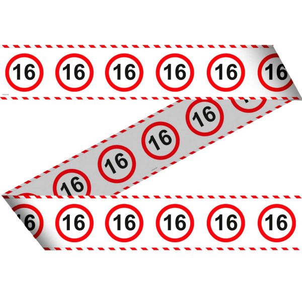 16 Jaar Verkeersbord Afzetlint - 15 meter