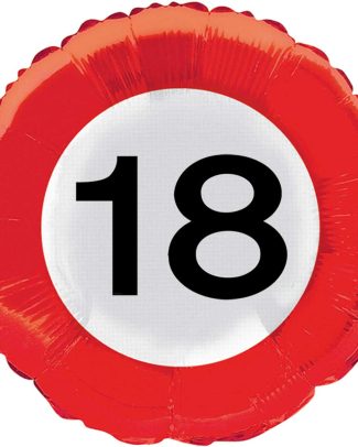 18 jaar verkeersbord folieballon - 46 cm