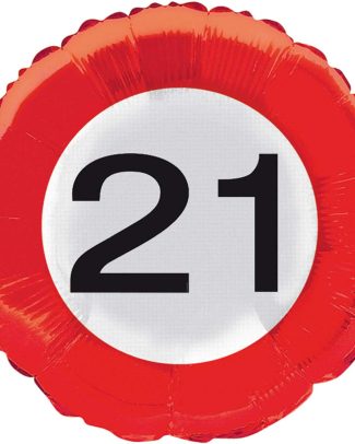 21 jaar verkeersbord folieballon - 46 cm