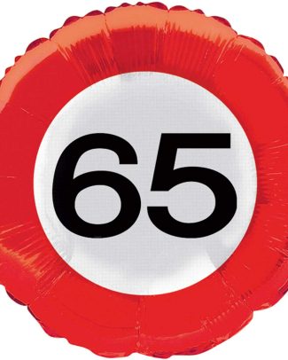 65 Jaar Verkeersbord Folieballon - 46 cm