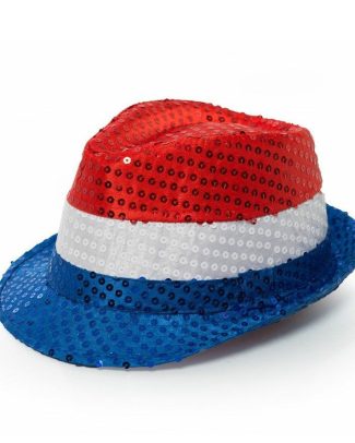 Nederlandse vlag gleufhoed/hoedje met pailletten - rood/wit/blauw