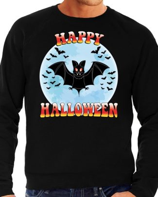 Happy Halloween vleermuis verkleed sweater zwart voor heren