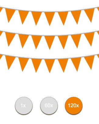 AANBIEDING Oranje plastic Vlaggenlijnen 10 mtr - per 120stk