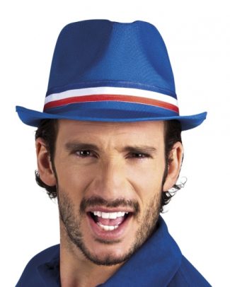 Trilby hoedje Frankrijk - blauw - volwassenen - landen thema verkleed accessoires