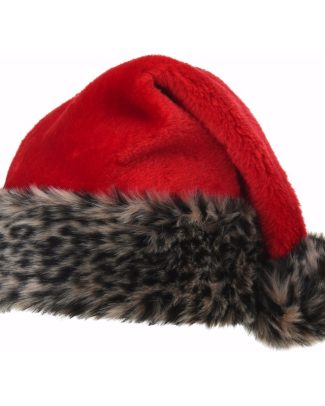 Kerstmuts - panterprint - pluche - 48 cm - stretch