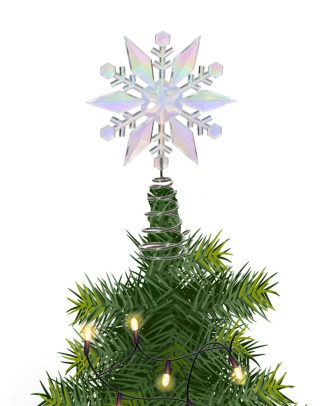 Kerstboom piek - edelweiss - transparant - parelmoer - H22,5 cm - kunststof - kerstboompiek