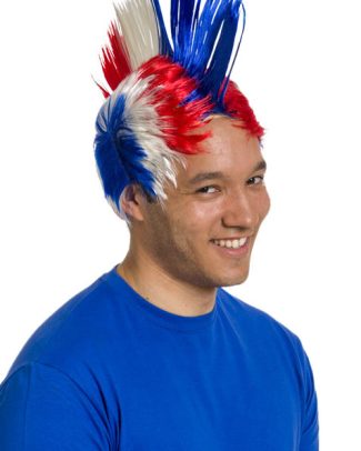 Pruik Hanenkam Rood -Wit -Blauw