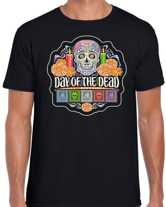 Day of the dead / Dag van de doden Halloween verkleed t-shirt / outfit zwart voor heren