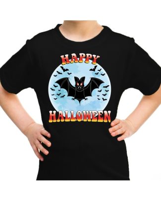 Happy Halloween vleermuis verkleed t-shirt zwart voor kinderen