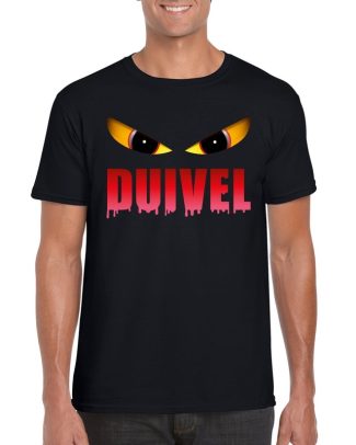 Halloween duivel ogen t-shirt zwart heren