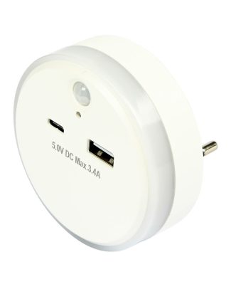 Benson LED nachtlampje - draadloos - met USB A en C - warm wit -