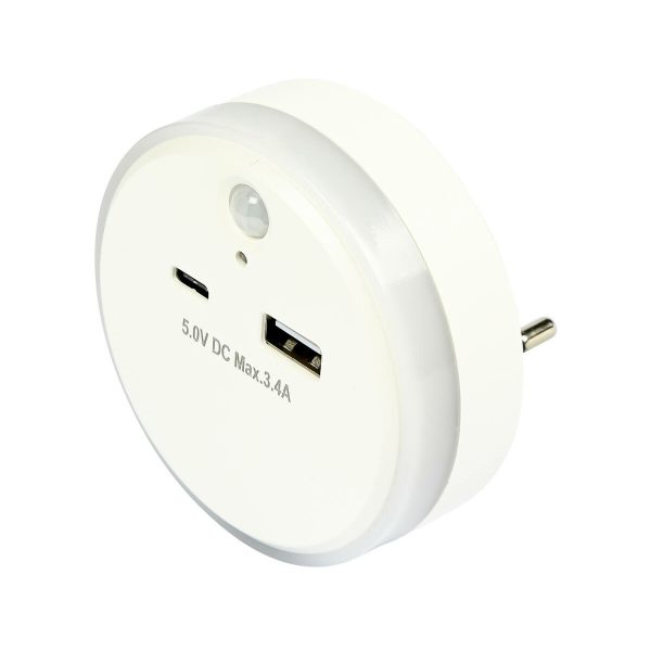 Benson LED nachtlampje - draadloos - met USB A en C - warm wit -