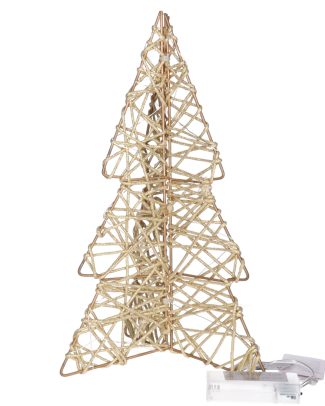 Countryfield Lichtboompje/kerstboom 3D - 31 cm - goud - metaal - 20 leds - warm wit