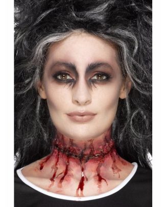 Smiffys nepwonden - Halloween - gehechte nepwond in de nek - latex - Horror thema