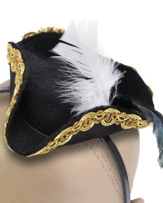 Carnaval verkleed mini hoedje voor een Piraat - zwart - diadeem - dames