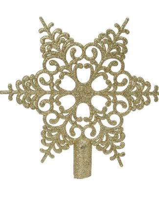 1x Gouden glitter open ster kerstboom piek kunststof 20,5 cm