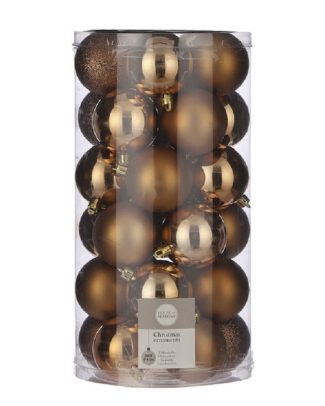 Kerstballen - 30x st - koper - D6 cm - kunststof - kerstversiering