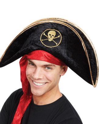 Carnaval verkleed hoed voor een Piraat - zwart - polyester - heren/dames