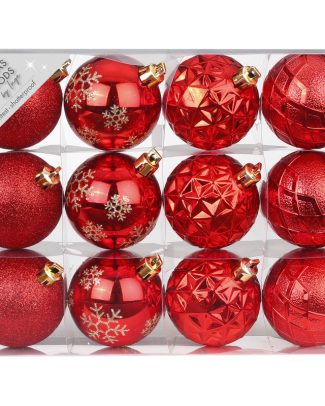 Inge goods Kerstballen - 12 stuks - rood - mat - glans - 6 cm