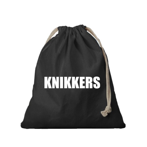 1x Katoenen knikkers zakje zwart 25 x 30 cm -