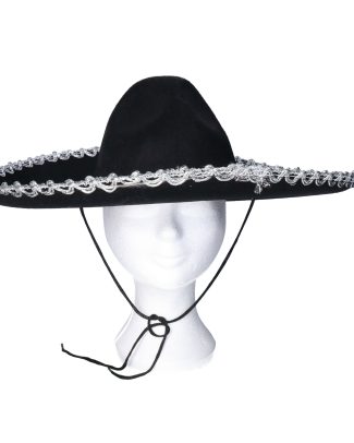 Mexicaanse Sombrero hoed voor heren - carnaval/verkleed accessoires - zwart/zilver