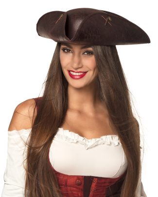 Carnaval verkleed hoed voor een Piraat - bruin - polyester - heren/dames