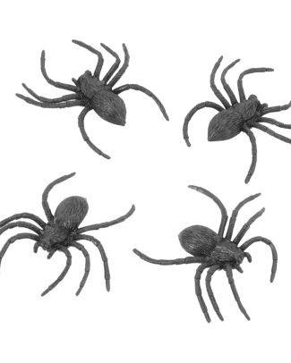 Nep spinnen/spinnetjes 9 cm - zwart - 4x stuks - Horror/griezel thema decoratie beestjes