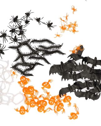 Nep beestjes mix - 72x stuks - zwart/oranje/wit - Horror/griezel thema traktatie decoratie