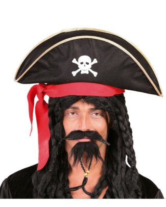 Carnaval verkleed hoed voor een Piraat - zwart - polyester - heren/dames