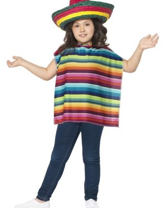 Mexicaanse poncho en sombrero kinderen