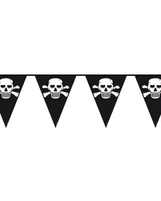 Piraten vlaggenlijn - zwart - 10 meter - plastic - feestversiering - piratenversiering