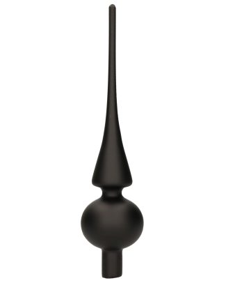 Decoris Kerst piek - zwart - 26 cm - glas - mat - kerstboompiek