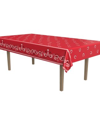 Boeren zakdoek tafelkleed - rood - kunststof - 275 x 135 cm - boeren feest thema tafelzeil