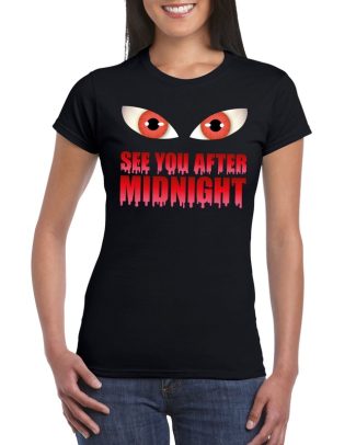 See you after midnight Halloween vampier t-shirt zwart dames