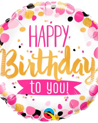 Folieballon Happy Birthday Dots - 45cm