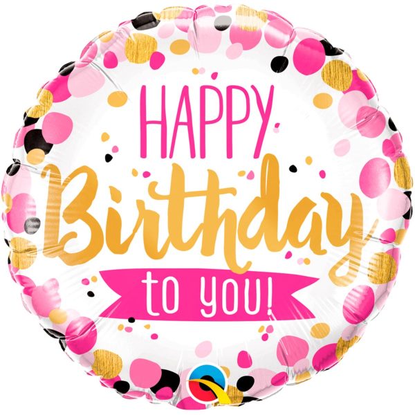 Folieballon Happy Birthday Dots - 45cm
