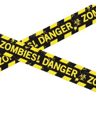 Markeerlint/afzetlint - Zombies danger - 6 meter - zwart/geel - kunststof