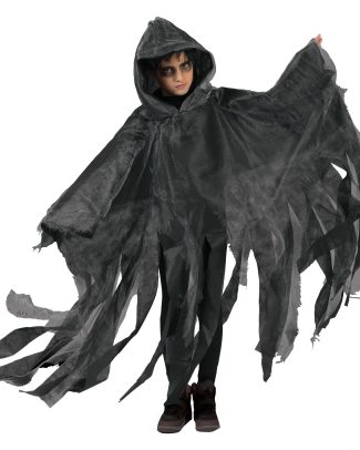 Funny Fashion Halloween verkleed cape/gewaad met kap - Spook/geest - Grijs - Voor kinderen