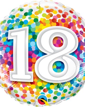 18 jaar Regenboog Confetti Folieballon - 45cm