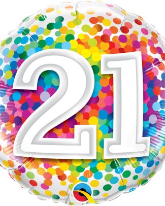 21 jaar Regenboog Confetti Folieballon - 45cm