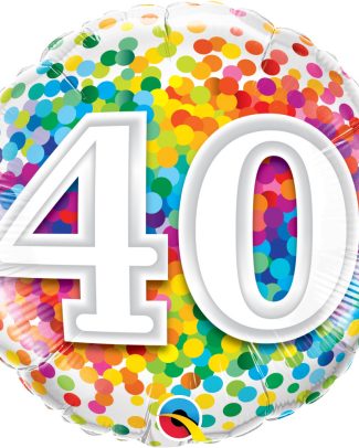 40 Jaar Regenboog Confetti Folieballon - 45cm