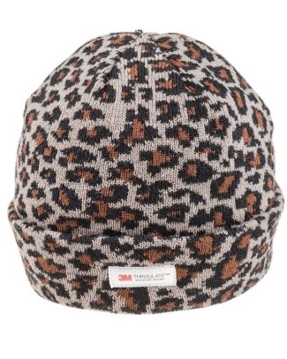 Gebreide muts met luipaard print grijs voor dames