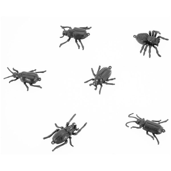 Nep kever/insecten mix ophangbaar - 6 cm - zwart - 6x stuks - decoratieve griezel beestjes