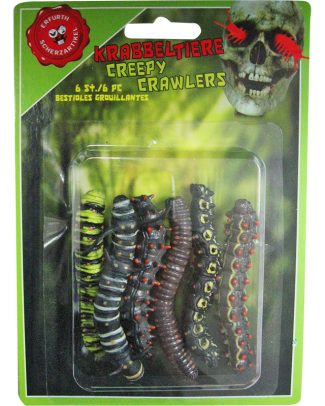 6x stuks horror decoratie rupsen - 6 cm - Halloween kerkhof decoratie en versiering dieren