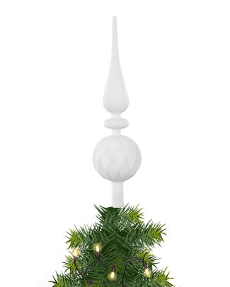 Kerstboom piek - gedecoreerd - wit - glas - 31 cm - kerstboompiek